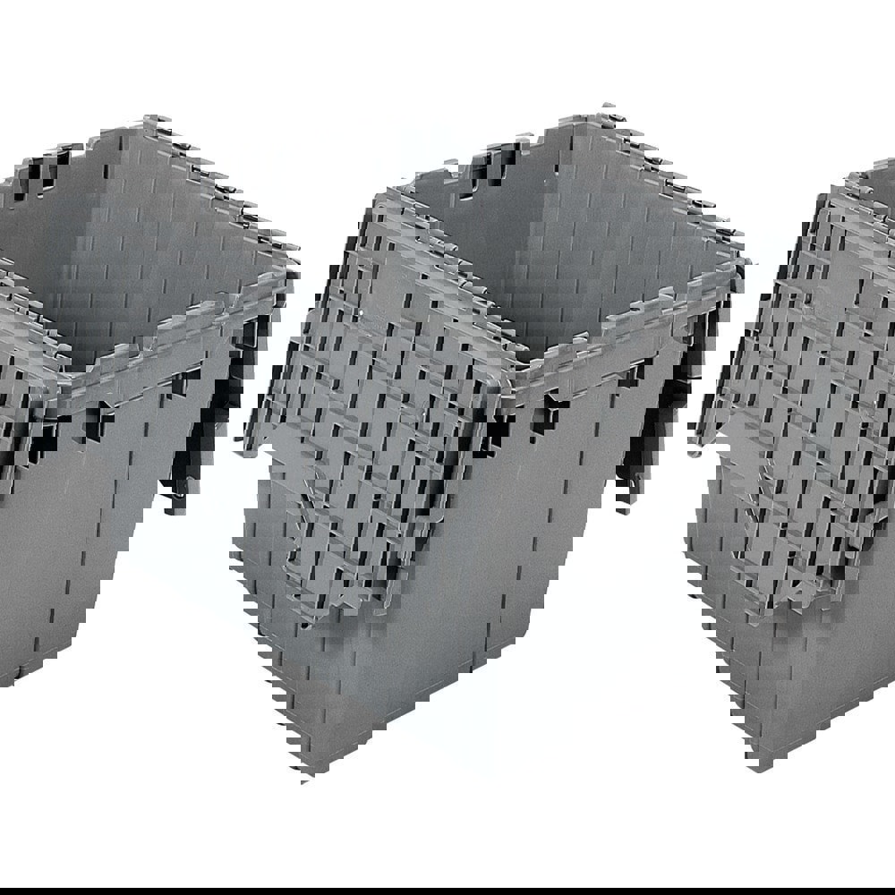 Polyethylene Attached-Lid Storage Tote: 65 lb Capacity